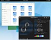 Fedora 36 default desktop showing Nautilus and Neofetch