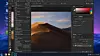 Photoshop on WINE on Last OS, showing the macOS Mojave wallpaper and the Edit menu