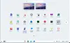 Zorin OS 18 with full-screen GNOME-style app overview and Windows 11 style centered taskbar icons