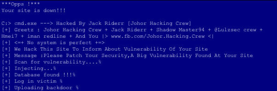 Defacing Hackers Example Malaysian hackers deface 30+ sites hosted by Melbourne company