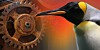 Combination of an angry penguin and some rusty cogs