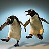 two penguins in same spot while running - conceptual illustration