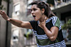 A lady choking