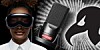 Composition of someone wearing the Apple Vision Pro headset next to a microphone and the Register vulture logo