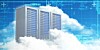 Illustration of racks of servers and storage systems in the cloud