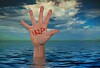 Hand emerges from wave - help