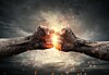 Two fists colliding