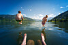 kids dive into lake