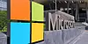 Grey letters spelling out Microsoft at its HQ in Redmond, Washington