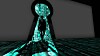 A silhouette walks through a keyhole leaking binary
