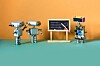 Little robot teaching math to other robots