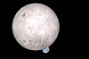Wide angle image makes the moon look much bigger than the earth