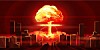 An illustration of a nuclear weapon explosion over a city