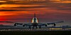 plane lands at london heathrow airport