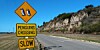 Penguin crossing slow down sign