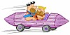 Barney Rubble driving with Fred Flinstone