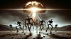 Robots running from a nuclear mushroom cloud