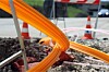 Roadworks: fibre optic cable being laid