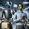 robot suggests email wording - illustrative conceptual