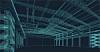 Wireframe 3D rendering of the inside of a warehouse