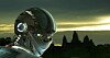 AI Robot viewed from the back against an arty landscape. Pic via SHuttertock