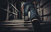 up the basement stairs