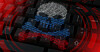 Graphic of skull and cross bones made of binary colored with the russian flag colors over a keyboard