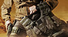 Someone holding bulletproof armor