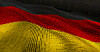 A waving German flag made up of individual little atom-like balls