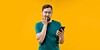 Worried smartphone user