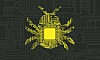 Illustration of a bug over some computer circuit board diagrams