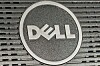 Dell badge on a PC up close