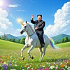 kim on a unicorn