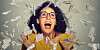 Someone overjoyed as money bills rain down on them