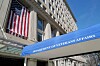 The main entrance to the Department of Veteran's Affairs Building near the White House