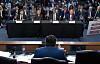 OpenAI's Sam Altman, AMD's Lisa Su, Coreweave's Michael Intrator, and Microsoft's Brad Smith speak during an AI senate hearing in May 2025 in AI