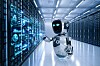 Illustration of a robot managing a datacenter
