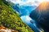Sunnylvsfjorden Fjord in Norway with a cruise ship