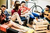 university students hanging out