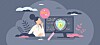 Illustration of someone thinking about cybersecurity