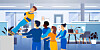 trust fall - illustration of team building exercise