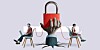Illustration of two people talking securely to each other from their laptops