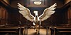 Pegasus flying in courtroom