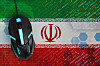 Illustration of Iran's flag, a computer mouse, and some code