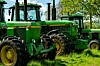 Close-up of John Deere tractors