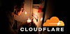 Montage of someone holding a candle in the dark next to a fuse box with the Cloudflare logo laid over the top