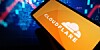 Cloudglare logo on smartphone with finance data in background