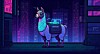 A 16-bit SNES RPG style illustration of a cyber-punk llama to illustrate an article about using the Meta LLama LLM to analyze text