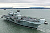 HMS Prince of Wales arrives in Portsmouth Dockyard, Dec 2019. Crown copyright
