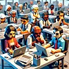 many disgruntled techies - conceptual illustration